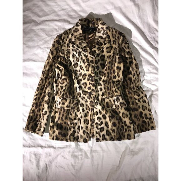 Karen Millen England  Leopard Print Faux Fur Blazer Jacket - Picture 1 of 9